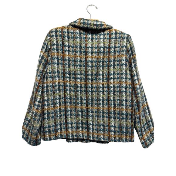 Trisha Tyler Vintage Plaid Wool Blend Jacket Medium Korea Old Money Retro Y2K - Picture 6 of 9
